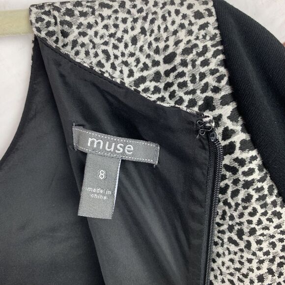 Muse dress Formal colorblock animal print 8 medium M zip black bodycon Career - Picture 13 of 16